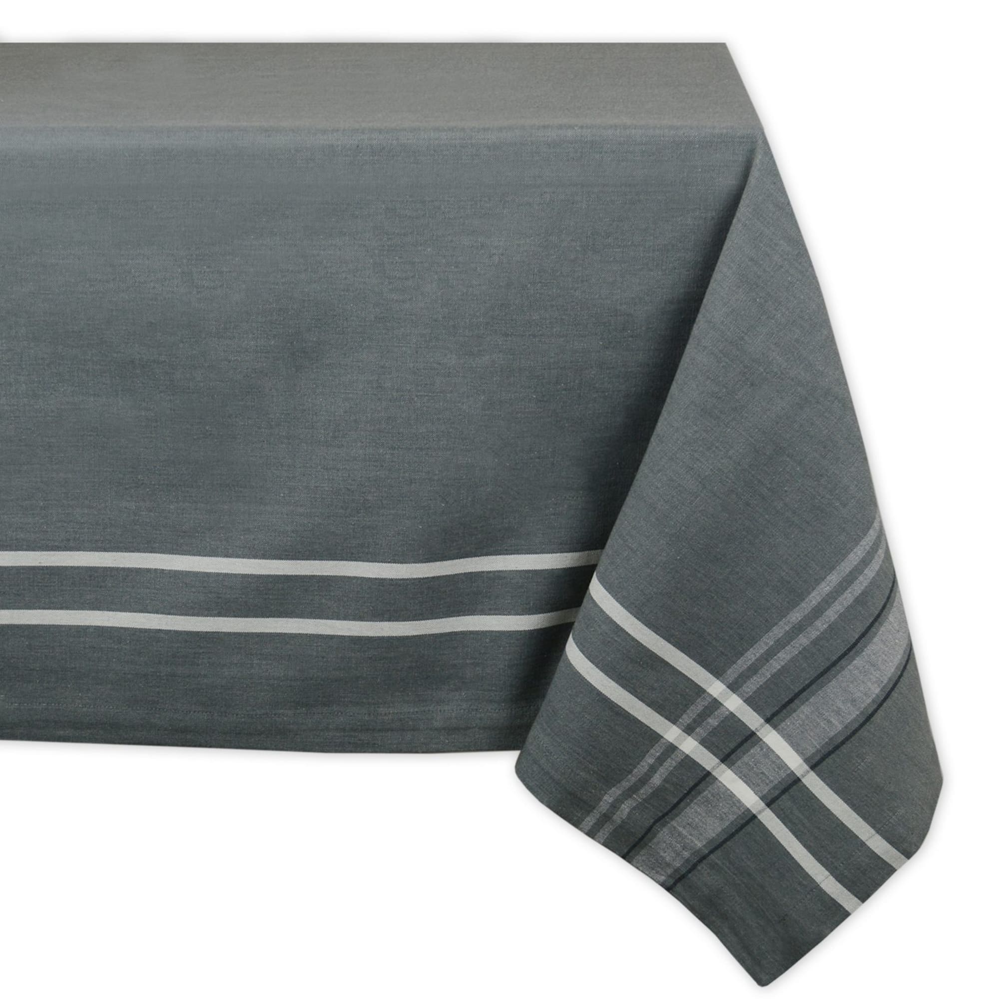 DII® 70" Round Gray French Chambray Tablecloth